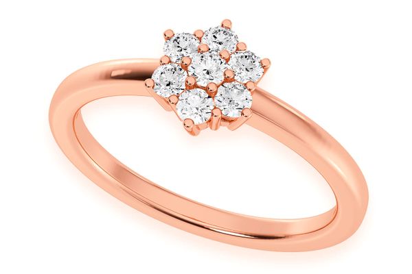 Flower Diamond Ring 14k Solid Gold 0.25ctw 