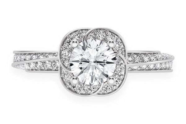 .75ct Round Solitaire - Floral Twist Halo - Diamond Engagement Ring - All Natural Diamonds