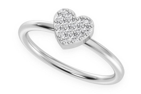 Bubbly Heart Diamond Ring 14k Solid Gold 0.10ctw