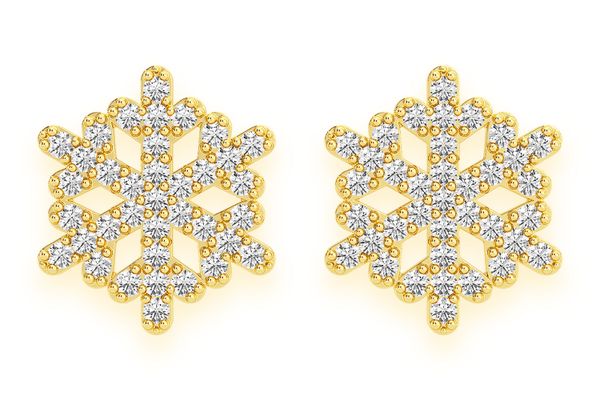 Snowflake Stud Earrings 14k Solid Gold 0.20ctw