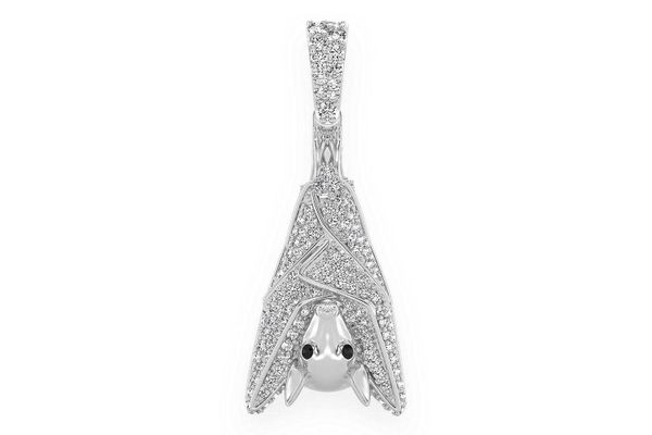 Hanging Bat Diamond Pendant 14k Solid Gold 0.75ctw