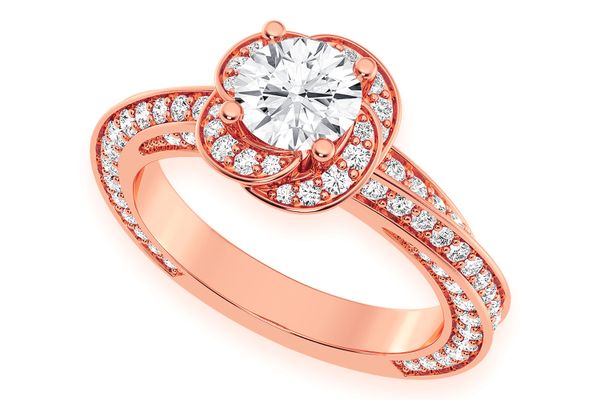 .75ct Round Solitaire - Floral Twist Halo - Diamond Engagement Ring - All Natural Diamonds