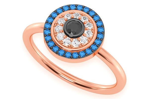 Round Evil Eye Diamond Ring 14k Solid Gold 0.33ctw 