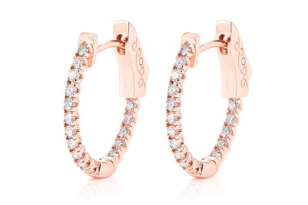 Oval Inside-Out Diamond Hoop Earrings 14k Solid Gold 0.50ctw