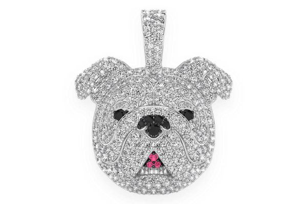 Bulldog Diamond Pendant 14k Solid Gold 1.55ctw