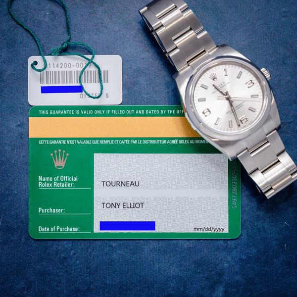 Rolex Oyster Perpetual 34MM (114200) - Steel - Silver Arabic Numerals Dial - 2018 Card+WT & Box