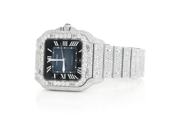 Cartier Santos De Cartier Steel 40MM (4072) - 20.50ctw Fully Iced Out