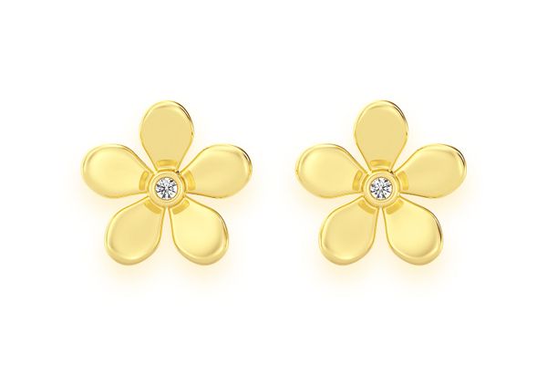 Flower Petal Diamond Earrings 14k Solid Gold 0.02ctw