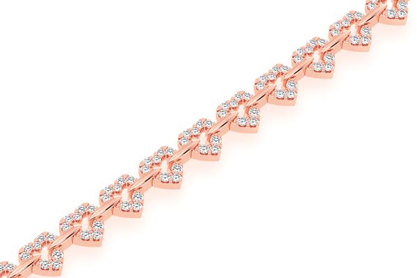 Heart Shape Diamond Bracelet 14k Solid Gold 2.35ctw