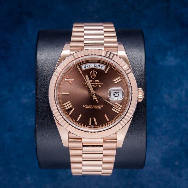 Rolex Day-Date 40MM (228235) Rose Gold - Chocolate Roman Dial - Box & 2022 Card