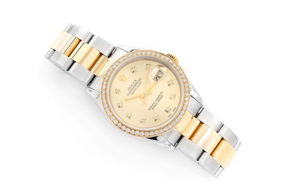 Rolex Datejust 36MM 18k Yellow Gold & Steel (116203) - 1.16ctw Diamond Bezel