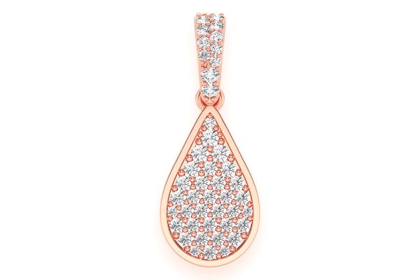 Water Drop Emoji Diamond Pendant 14k Solid Gold 0.33ctw