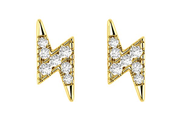 Lightning Bolt Stud Diamond Earrings 14k Solid Gold 0.05ctw