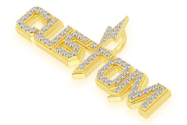 Custom Diamond Lightning Letter Pendant 14k Solid Gold