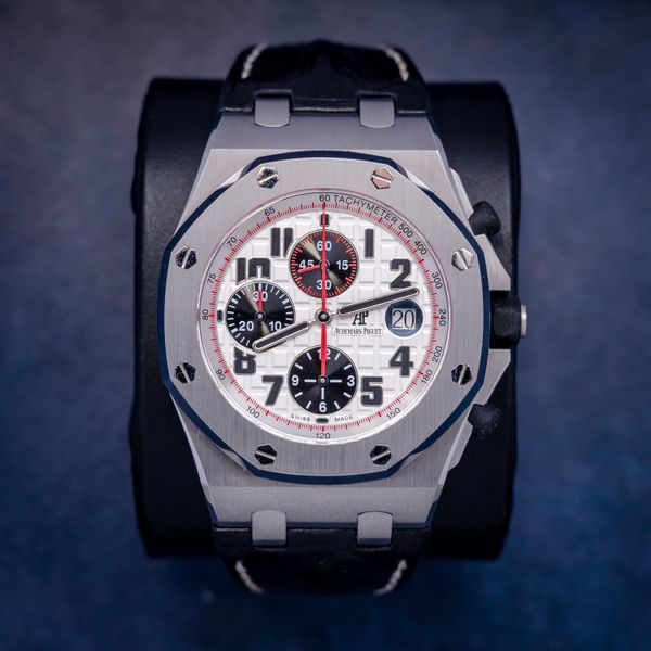 Audemars Piguet Offshore "Panda" White W Black Chronos Dial On Leather W/papers