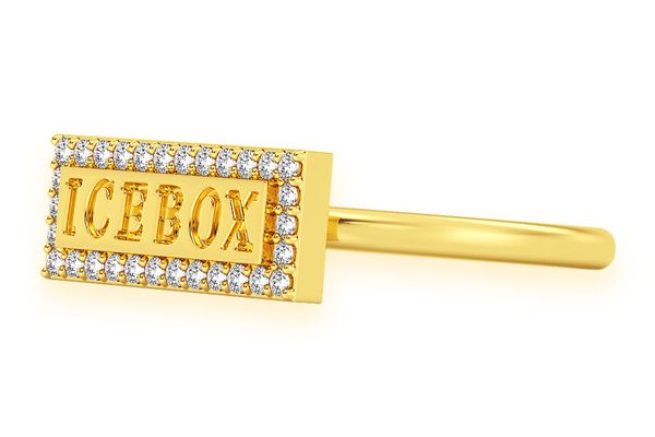 Icebox Logo Diamond Ring 14k Solid Gold 0.15ctw