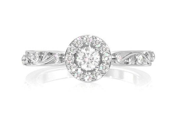 Halo Bezel Diamond Engagement Ring 0.25ctw - All Natural 