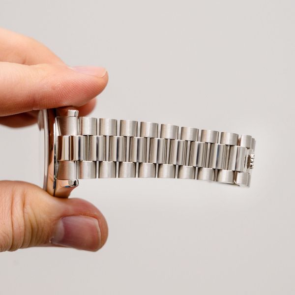 - Rolex Day-Date 36MM (118206) Platinum Factory Glacier Blue Diamond Dial - 2018 Card & Box (sw827)