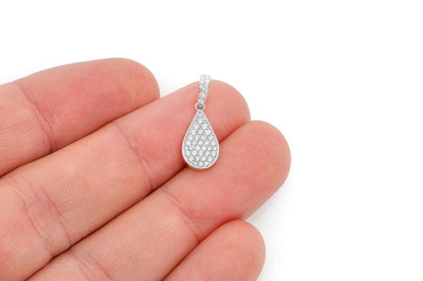 Water Drop Emoji Diamond Pendant 14k Solid Gold 0.33ctw