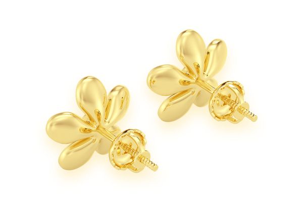 Flower Petal Diamond Earrings 14k Solid Gold 0.02ctw