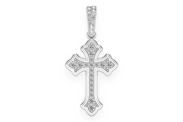 Rounded Cross Diamond Pendant 14k Solid Gold 0.25ctw