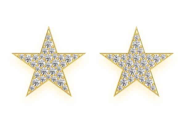 5 Point Star Stud Diamond Earrings 14k Solid Gold 0.40ctw