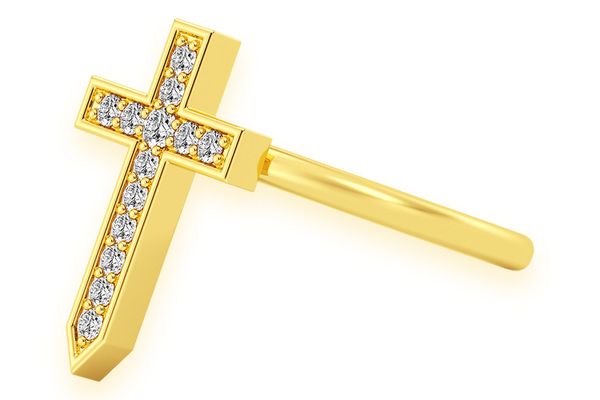 Cross Point Diamond Ring 14k Solid Gold 0.10ctw