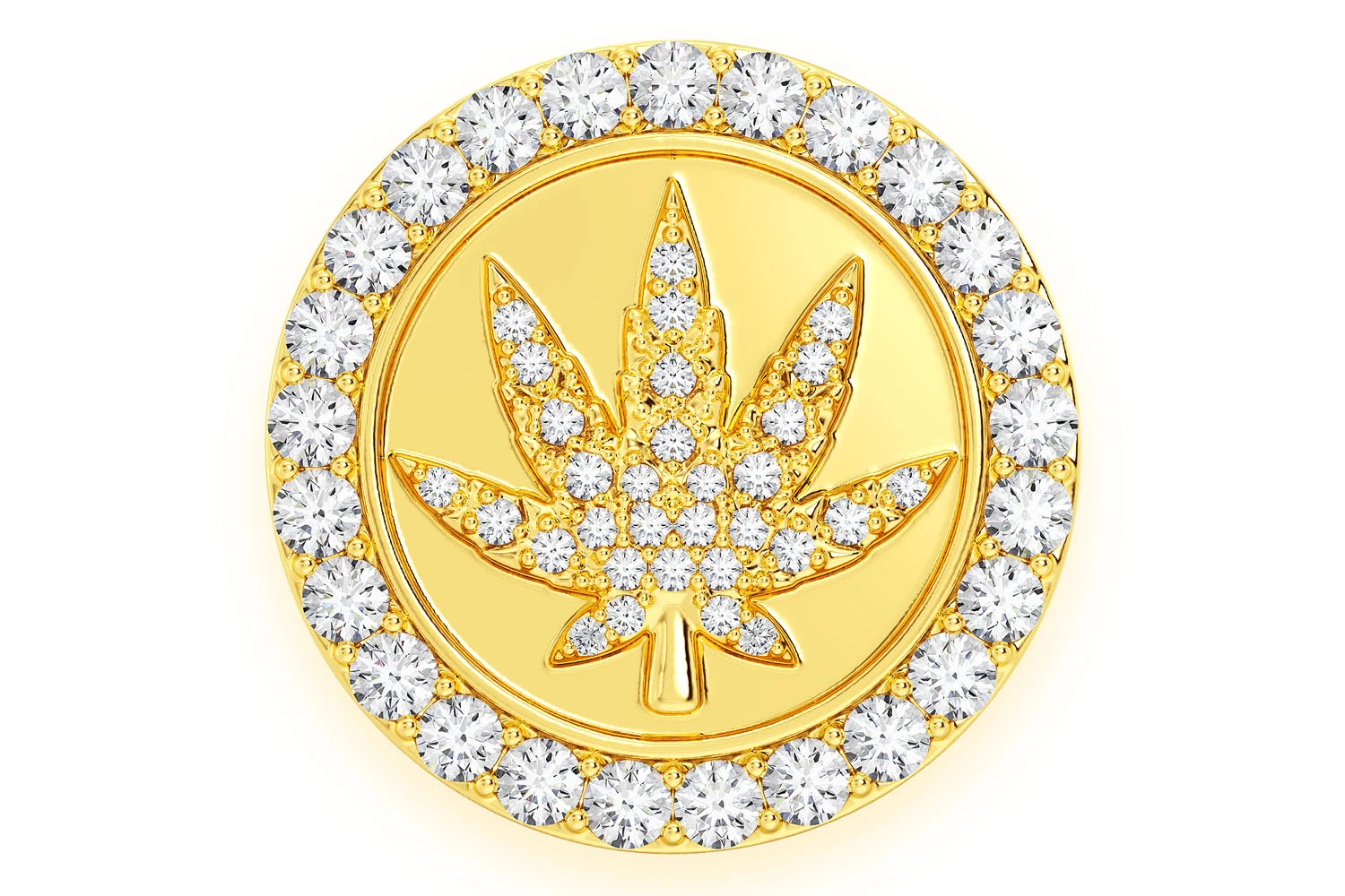 Marijuana Leaf Engagement Ring - 14K Gold Over Sterling Silver, Round ...