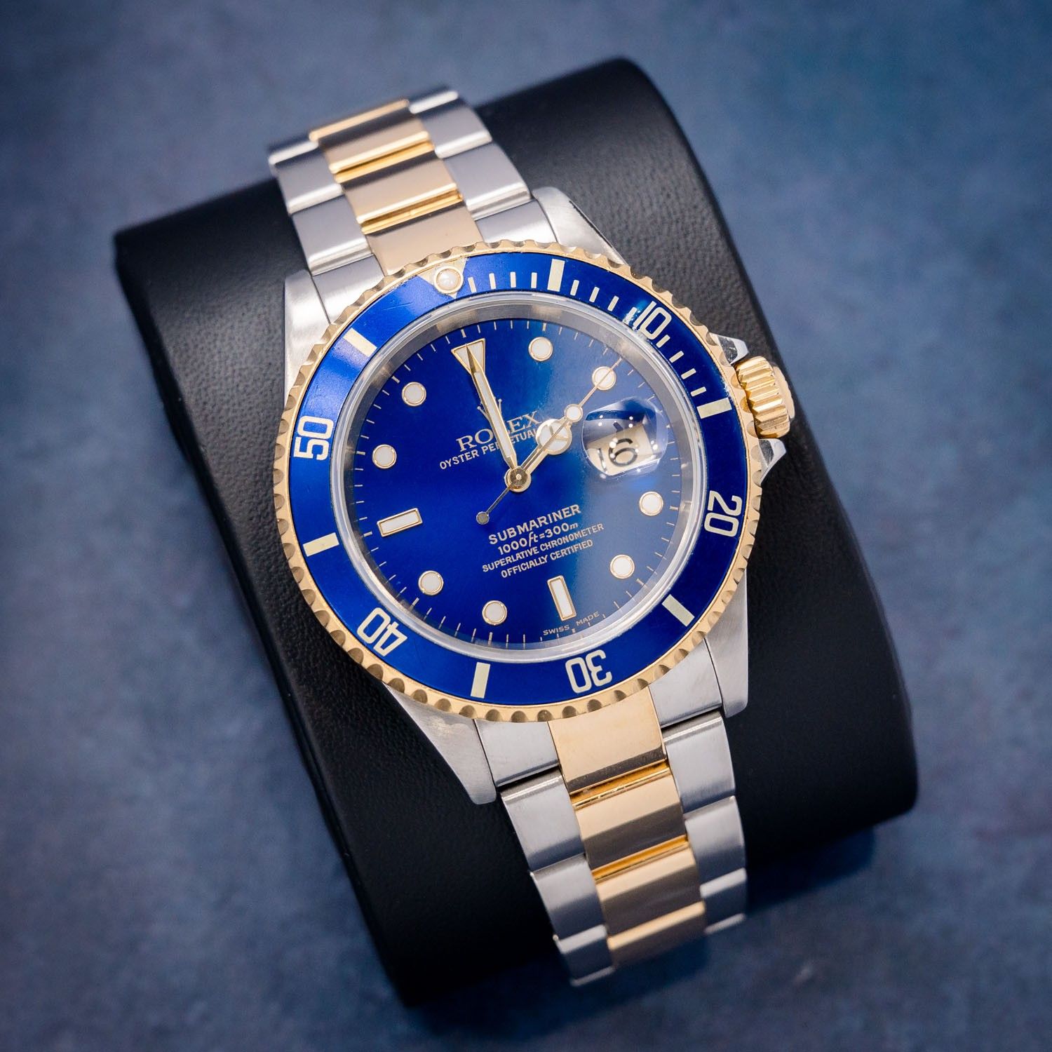 Rolex Submariner 40MM (16613 T) Steel & Yellow Gold - Blue Dial - Gold Thru Buckle - Watch & Box