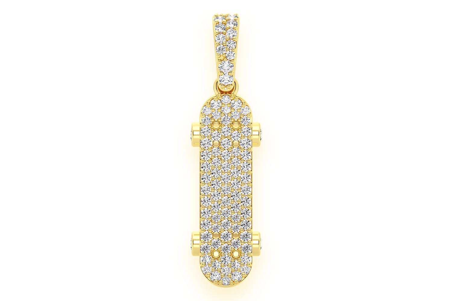 Icebox - Skateboard Diamond Pendant 14k Solid Gold 0.35ctw