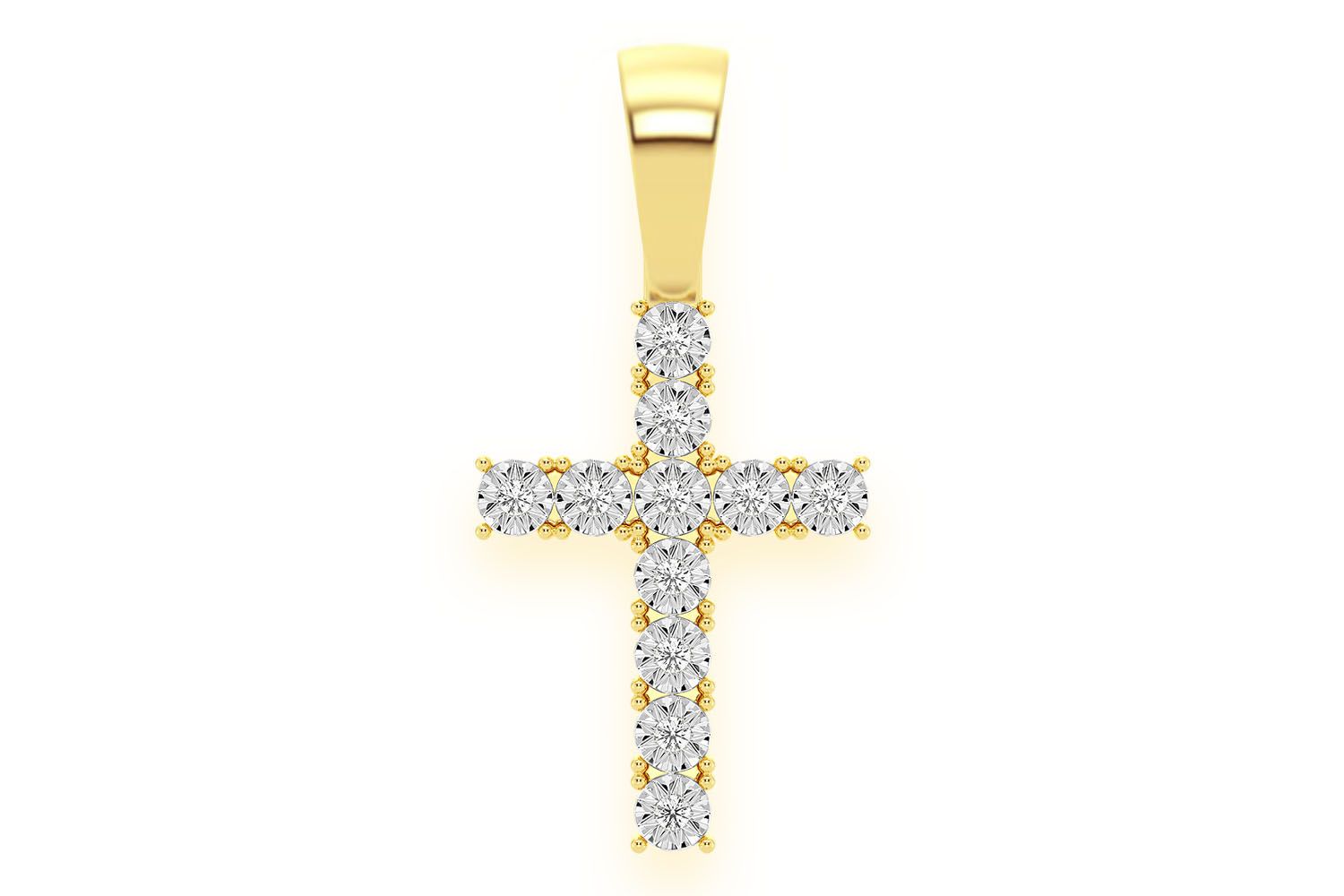 Icebox Miracle Set Cross Diamond Pendant 14k Solid Gold