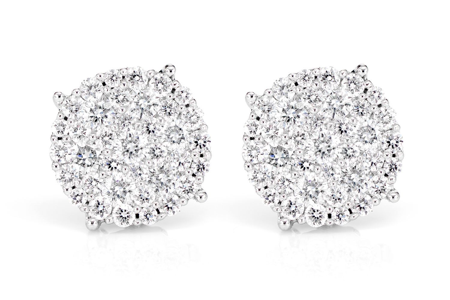 【King Ice】Round Cluster Stud Earrings 14K Cluster Stud Earrings | Sterling Silver Earrings – King Ice