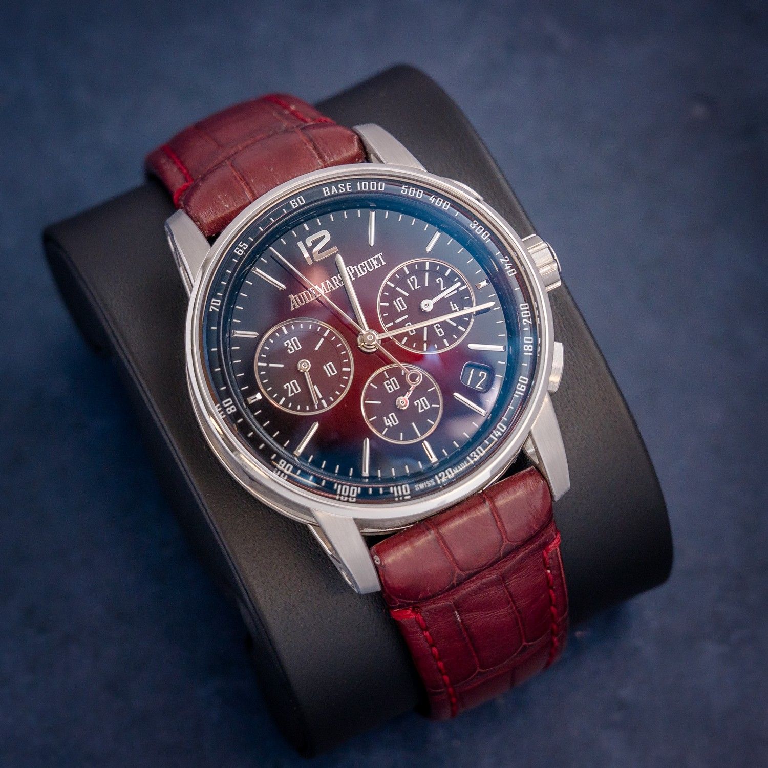 Audemars Piguet Code 11.59 41MM (26393BC.OO.A068CR.01) - White Gold - Burgundy Red Dial & Strap - Watch, Card & Box