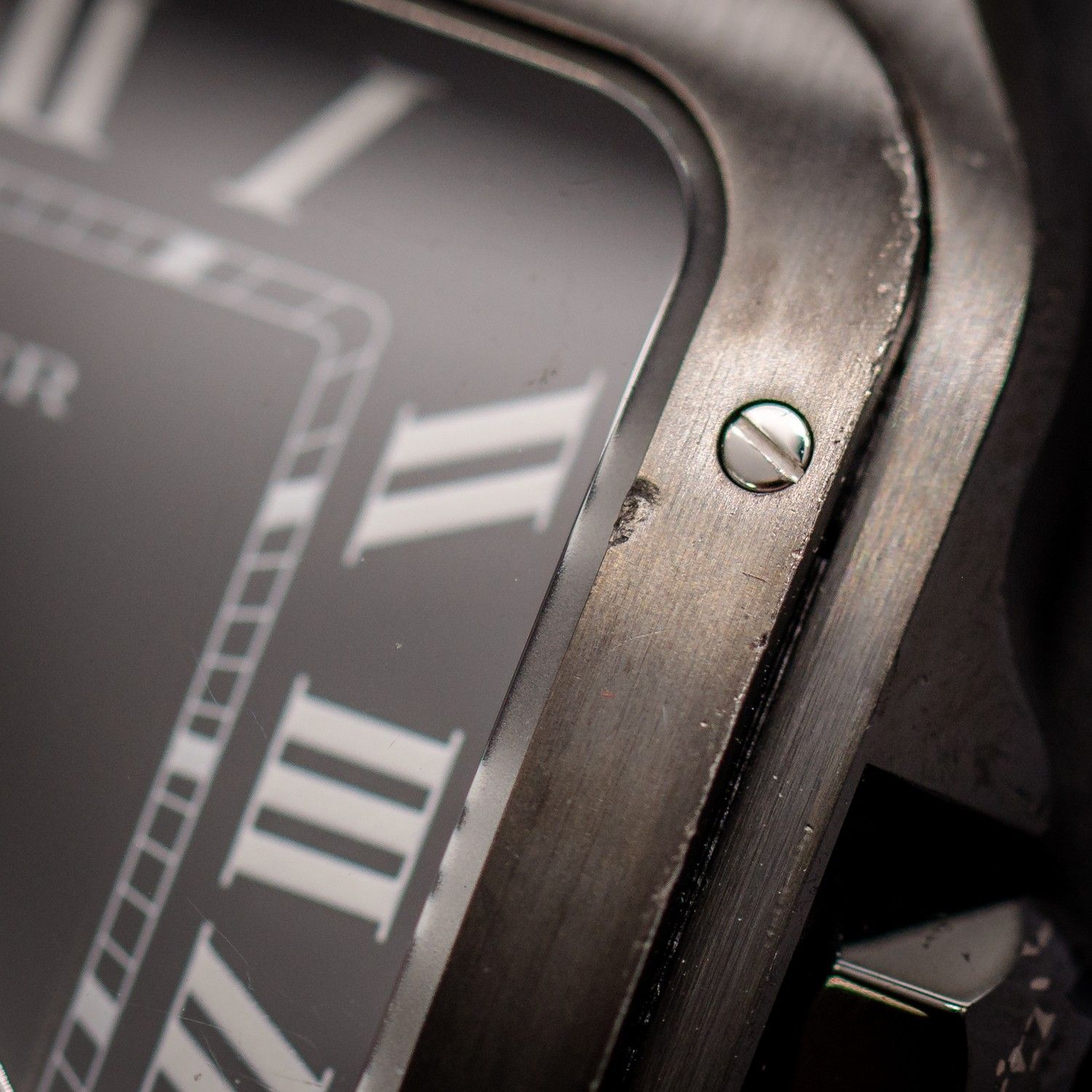 Cartier Santos Large 40MM (WSSA0039) Black Dlc - Black Rubber Strap - Scratches - Watch & Box