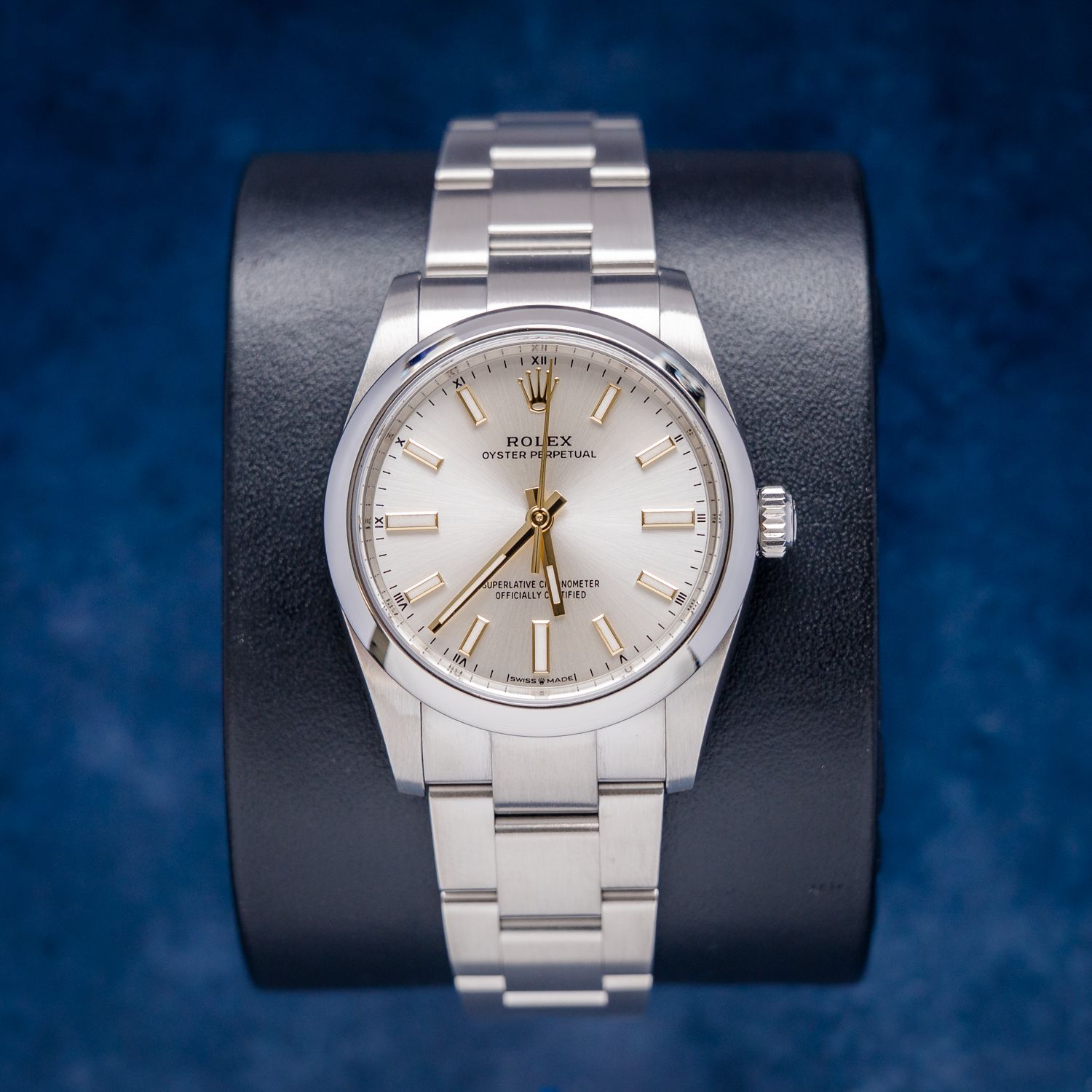 Rolex Oyster Perpetual 31MM (124200) Steel Watch, Gold & Silver Index Dial