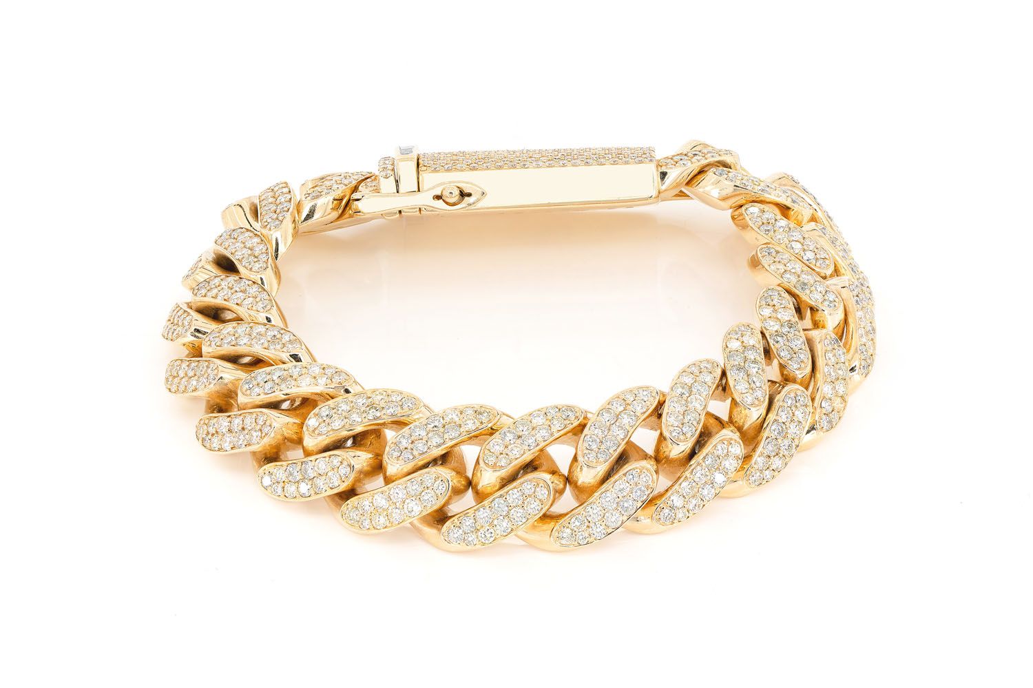 Icebox - 18MM Miami Cuban Diamond Bracelet 14k Solid Gold 14.25ctw