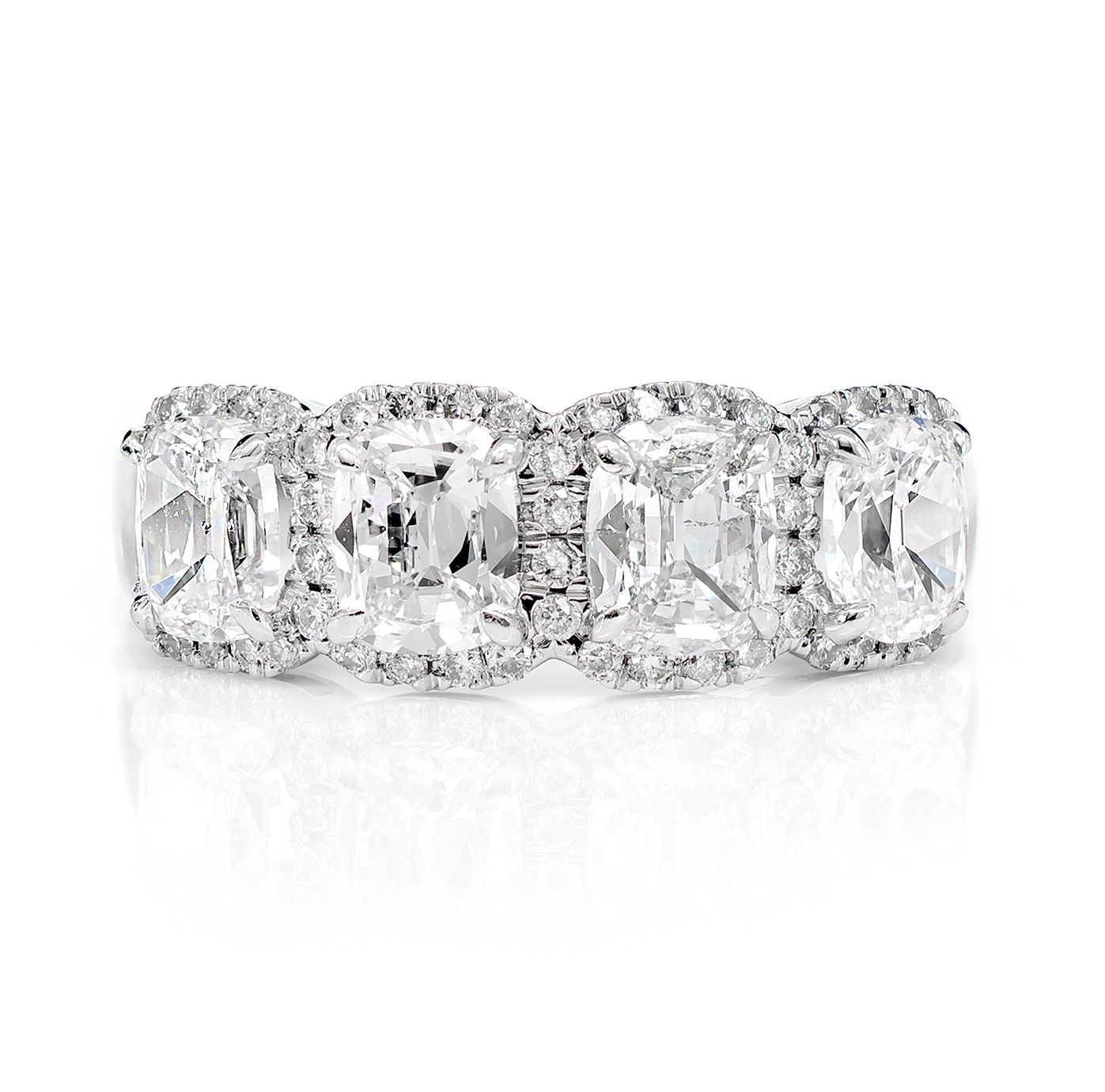 Henri Daussi Platinum 4 Stone Cushion Cut Ring - 100-03340