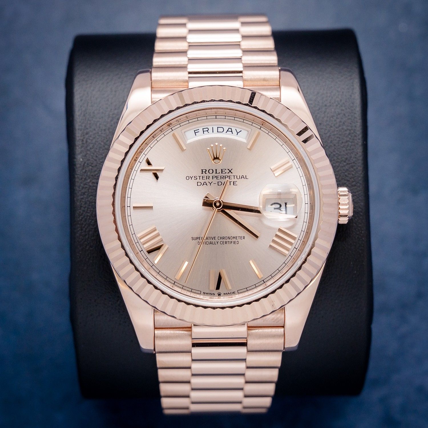Rolex Day Date 40MM (228235) Rose Gold Presidential - Sundust Roman Dial - 2023 Card+WT & Box