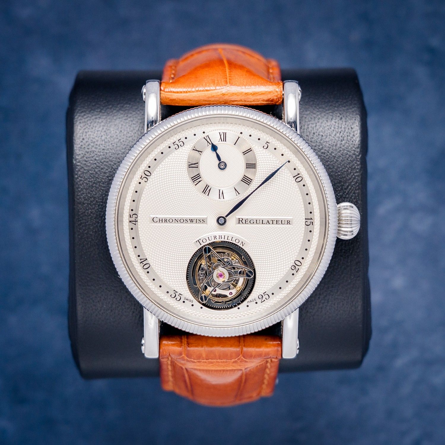 Chronoswiss Regulateur Tourbillon 38MM (CH3123) - Steel - Leather Strap - Watch, Box, Complete Set