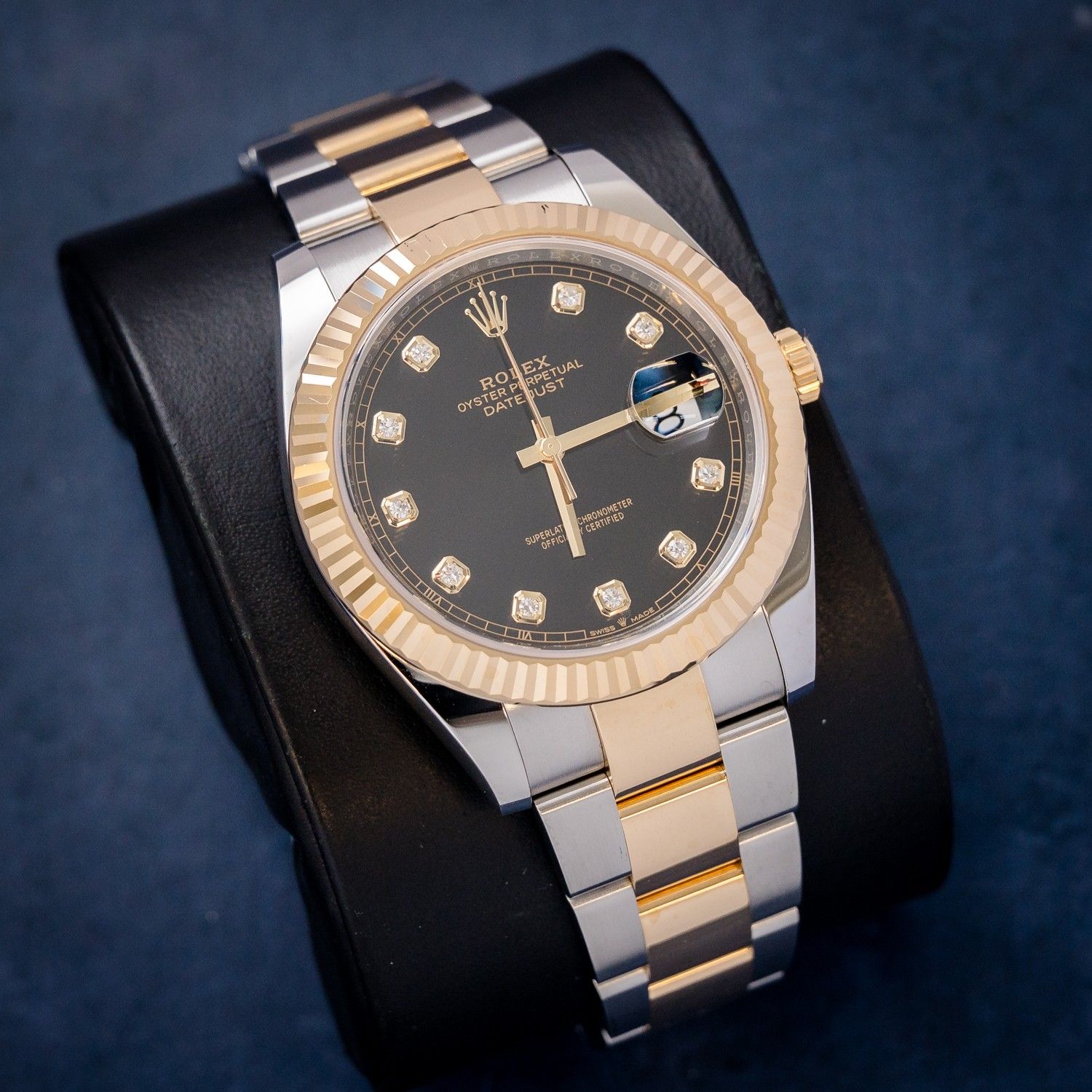 Rolex Datejust 41MM (126333) - Steel & Yellow Gold - Black Diamond Dial - Oyster Brac - Watch & 2020 Card