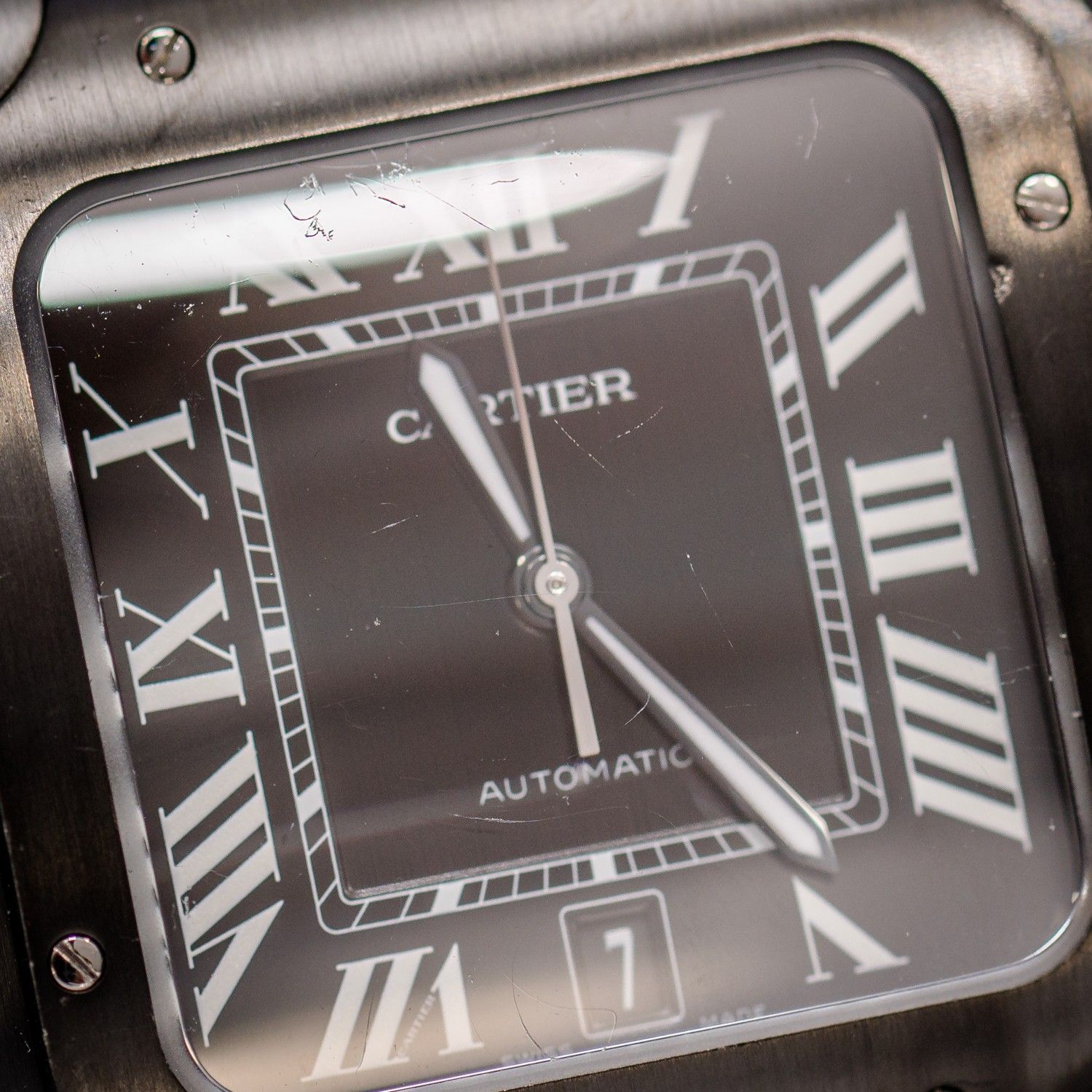 Cartier Santos Large 40MM (WSSA0039) Black Dlc - Black Rubber Strap - Scratches - Watch & Box