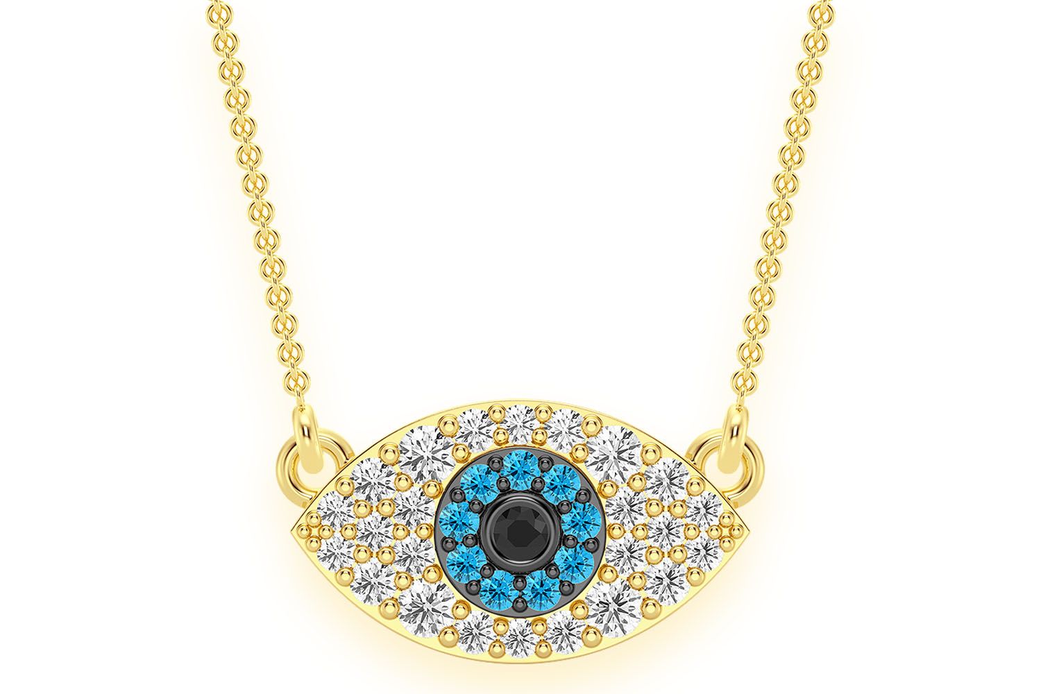 Icebox - Evil Eye Diamond Necklace Connected 14k Solid Gold