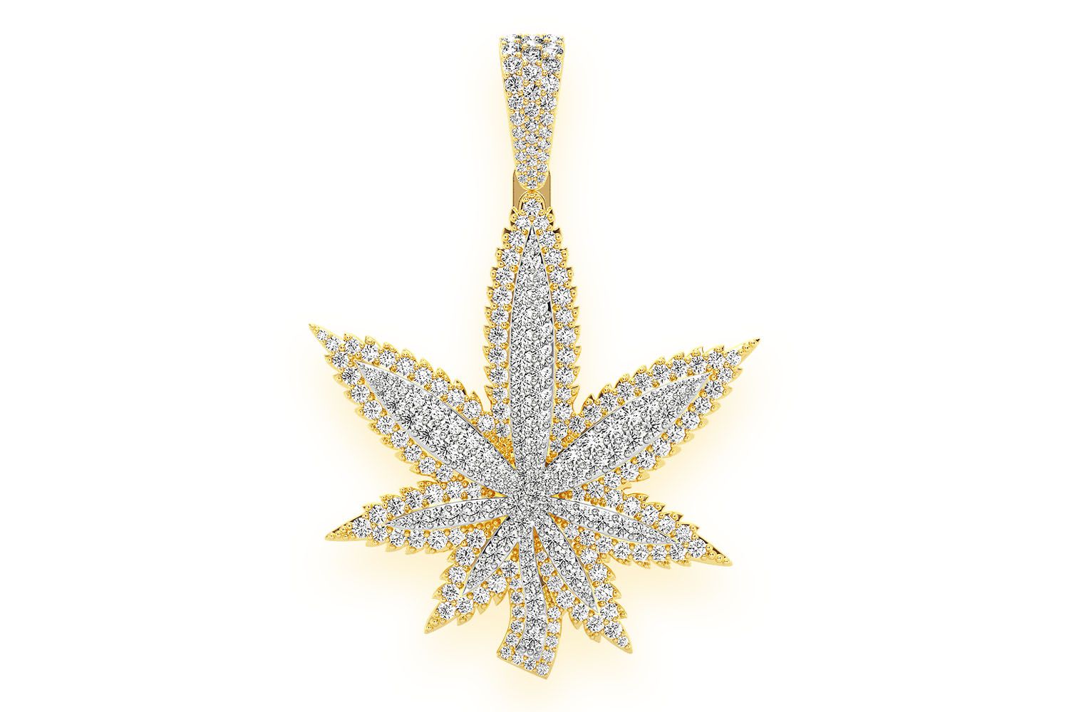 【King Ice】☆日本未入荷☆HIGH RISE CANNABIS LEAF NECKLACE2\" Cannabis Leaf Necklace | Hip Hop Earrings | King Ice