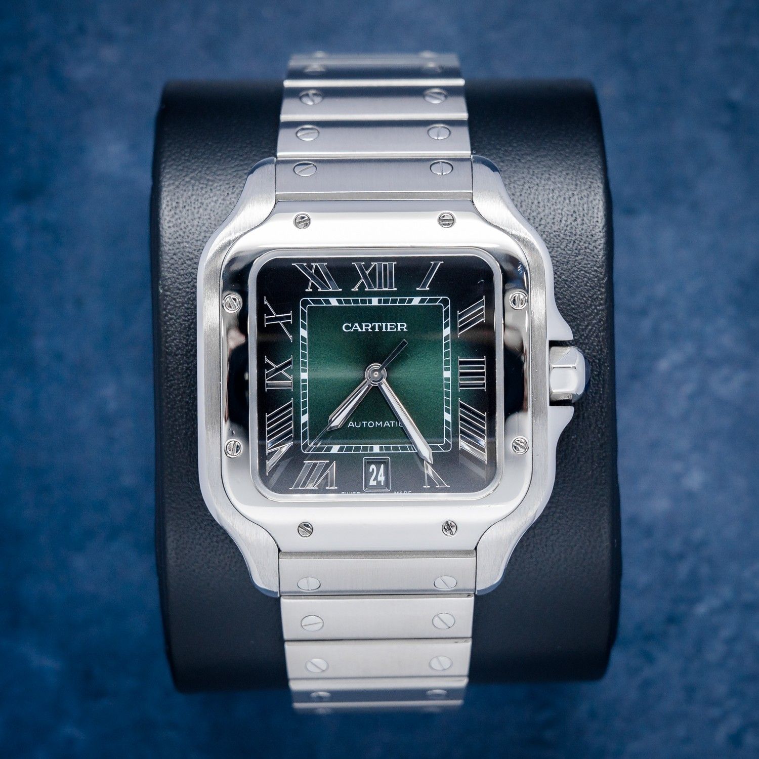 Cartier Santos Large 40MM (WSSA0062) - Steel - Green Roman Dial - Undated Card & Box