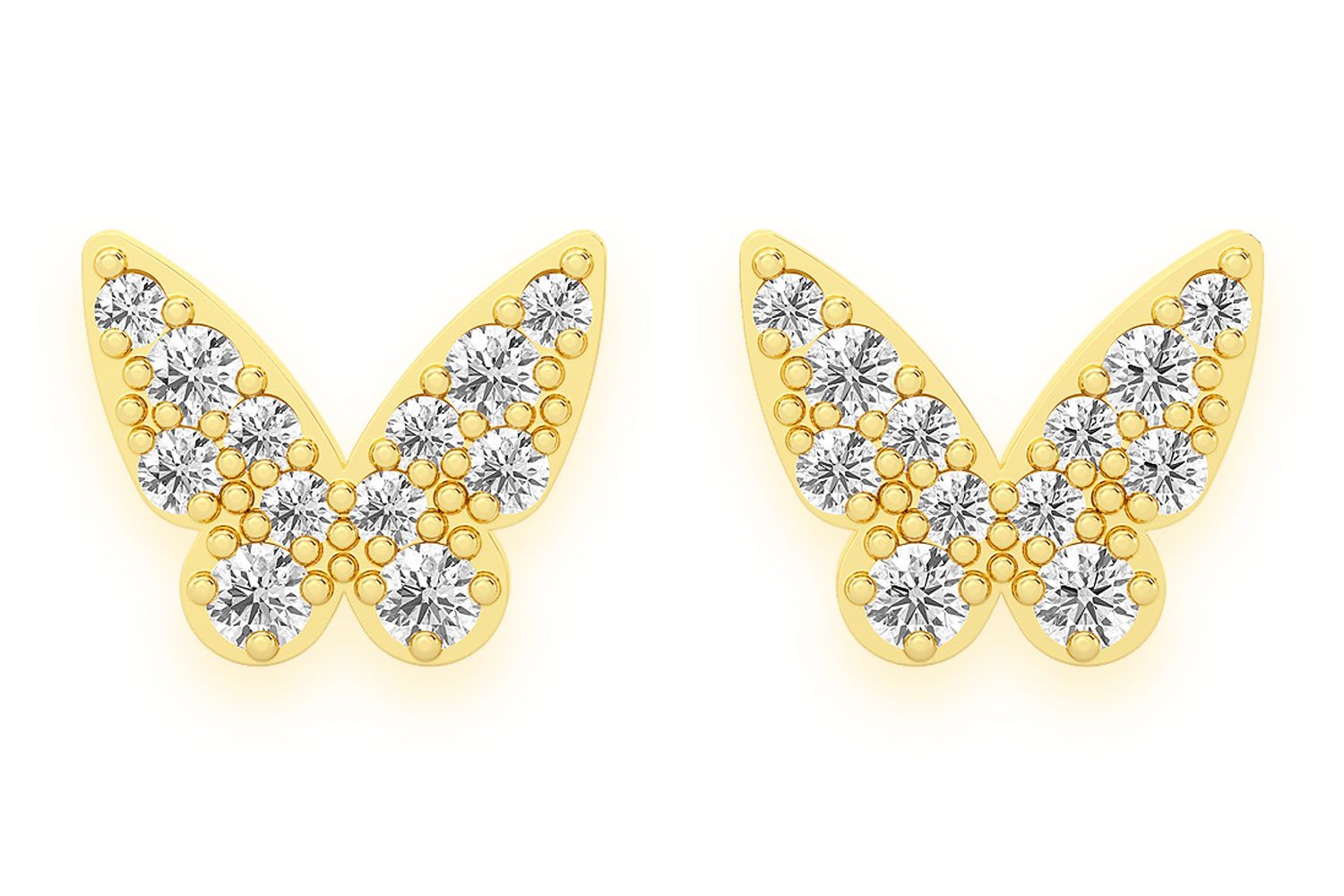 Icebox - Butterfly Stud Diamond Earrings 14k Solid Gold 0.15ctw
