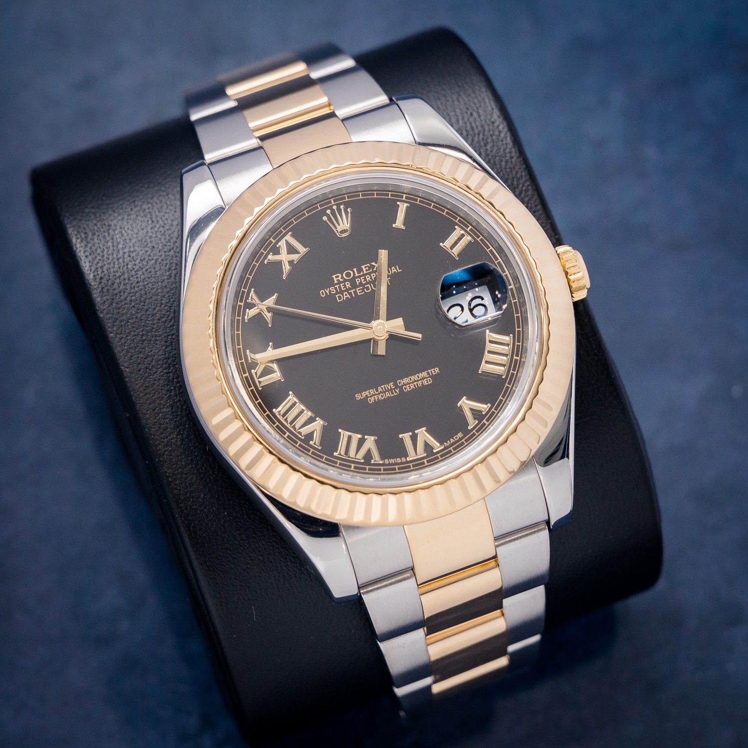 Rolex - Datejust II - 41MM (116333) - Steel & Yellow Gold - Black Roman Dial - Oyster Bracelet - 2014 Card & Box