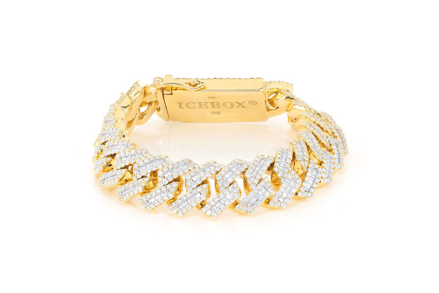 【King Ice】18MM ICED DIAMOND BAGUETTE MIAMI BRACELET(2色)☆ 15mm Iced Miami Cuban Link Bracelet | Hip Hop Bracelets