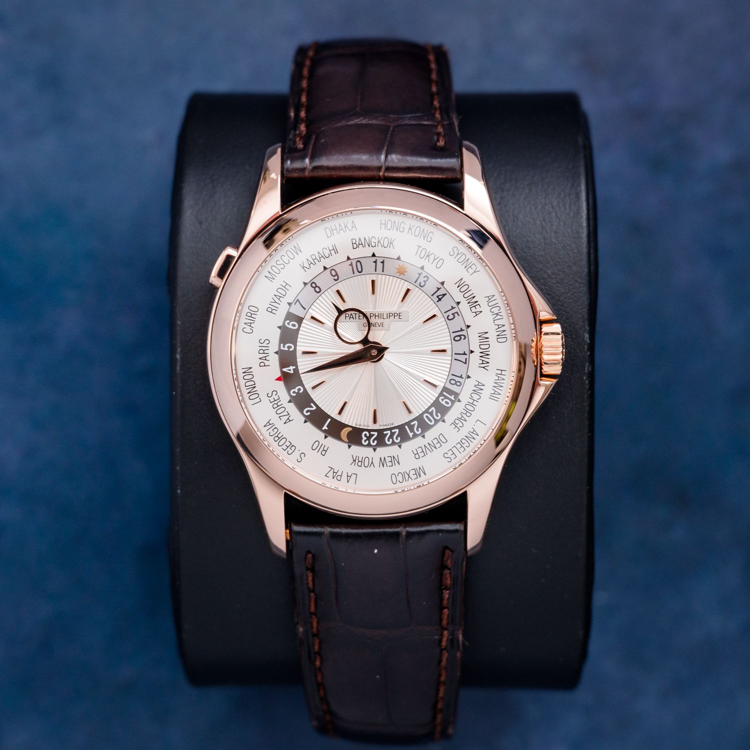 Patek Philippe 39MM (5130R-001) - Rose Gold - World Time - Brown Leather Deployant Buckle