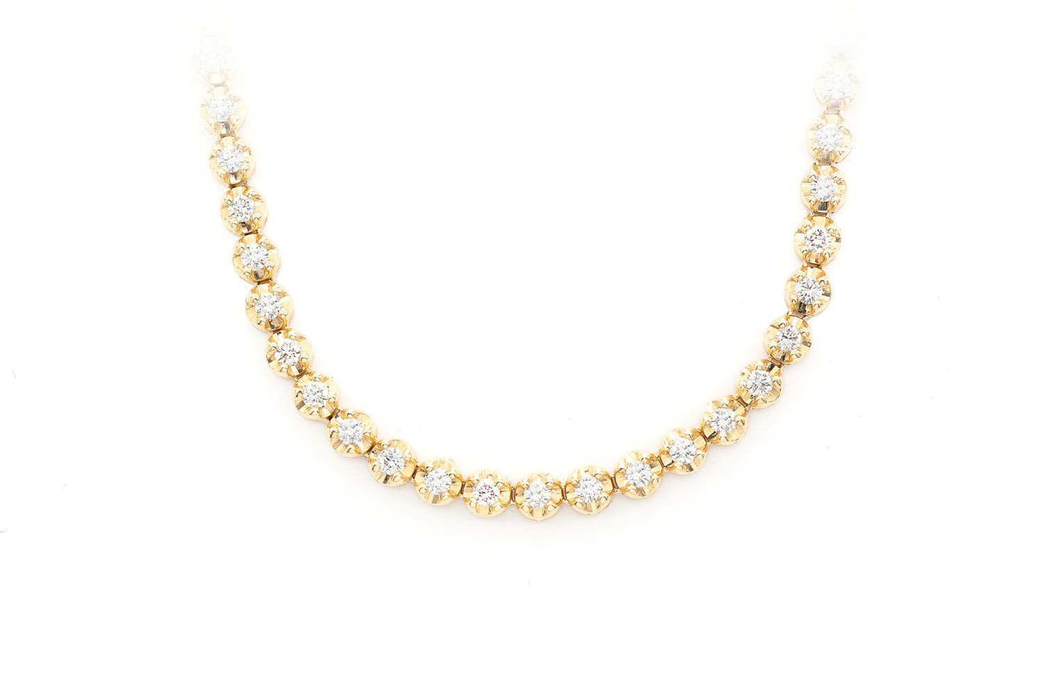 Icebox - 2pt Crown Set Diamond Necklace 14k Solid Gold 3.75ctw