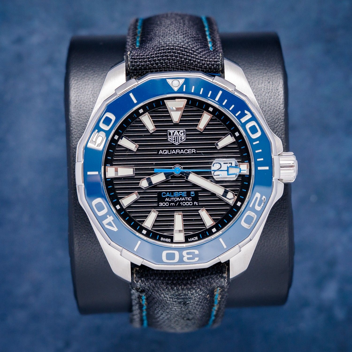 Tag Heuer Aquaracer Calibre 5 - Blue Ceramic - Black Strap - Watch & Card